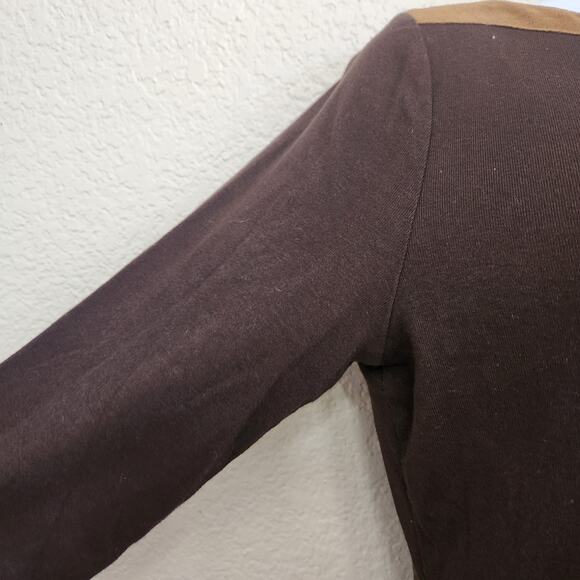 Lauren Ralph Lauren Brown Boat Collar Contrasting Trim Top Medium Lightweight - Picture 4 of 6